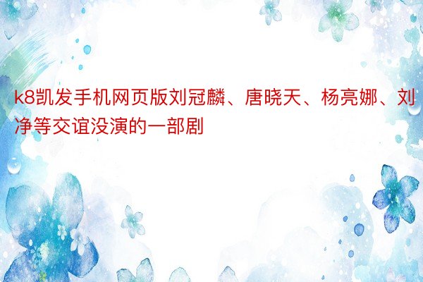 k8凯发手机网页版刘冠麟、唐晓天、杨亮娜、刘净等交谊没演的一部剧
